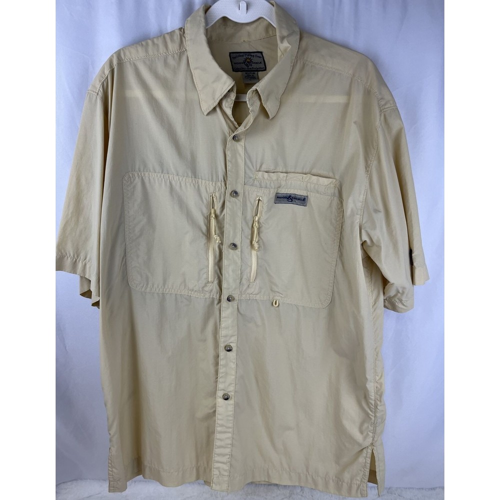 Hook&Tackle Outfitters Mens Short Sleve Shirt Hi Tech Fishing Gear Yellow SZ L